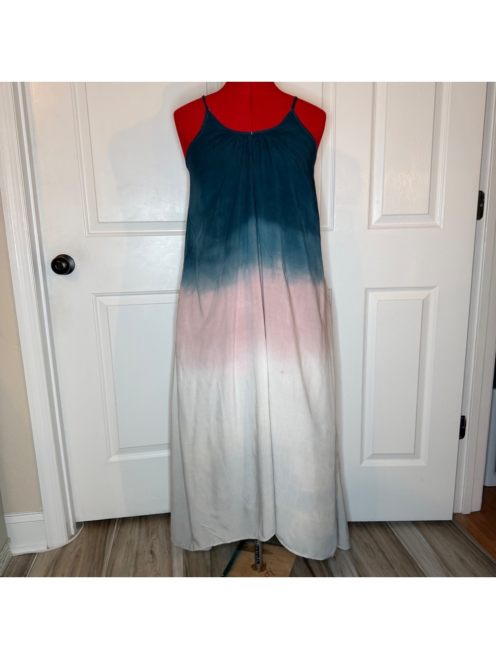 Mustard Seed Ombré High Low Boho Sleeveless Dress Blue Pink Gray Womens S